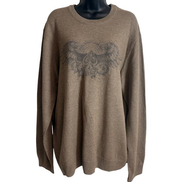 Lucky Brand Other - Lucky Brand XXL Brown Skull Graphic Sweater Knit Long Sleeve Crew Neck NWT New